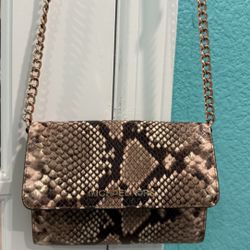 Michael Kors Snakeskin Crossbody Wallet on Rose Gold Chain