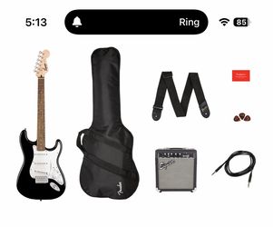 Squier Sonic Stratocaster Electric Guitar Pack With Frontman 10G Amp - Black