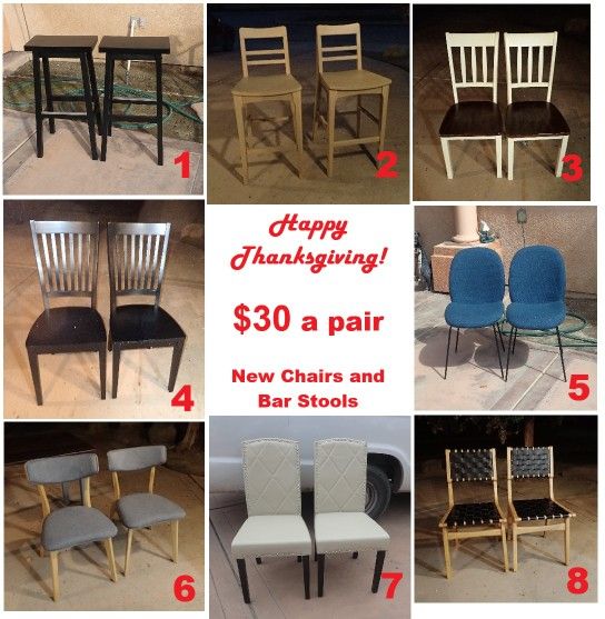 Need Additional Seating for the Holidays? $30 a Pair New Chairs and Stools