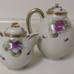 Vintage hand painted teapots some Damage 
