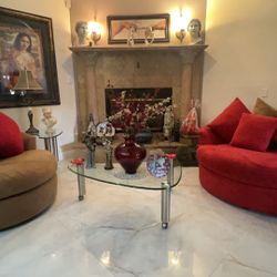 Living Room Sofa Set With 2 Coffee Tables