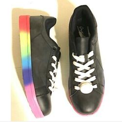Woman Black Rainbow Light Up Lace Sneaker