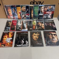Lot of 21 DVD Movies Mixed Genres Drama Action Thriller In Sleeves Saves Space