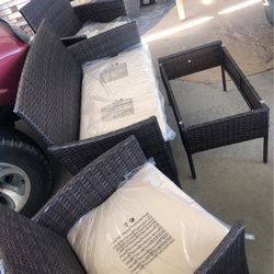 New 8 Piece   Glass  Cushions   Sofa 2  Chairs   In Boxes Unassembled  Or Assembled    
