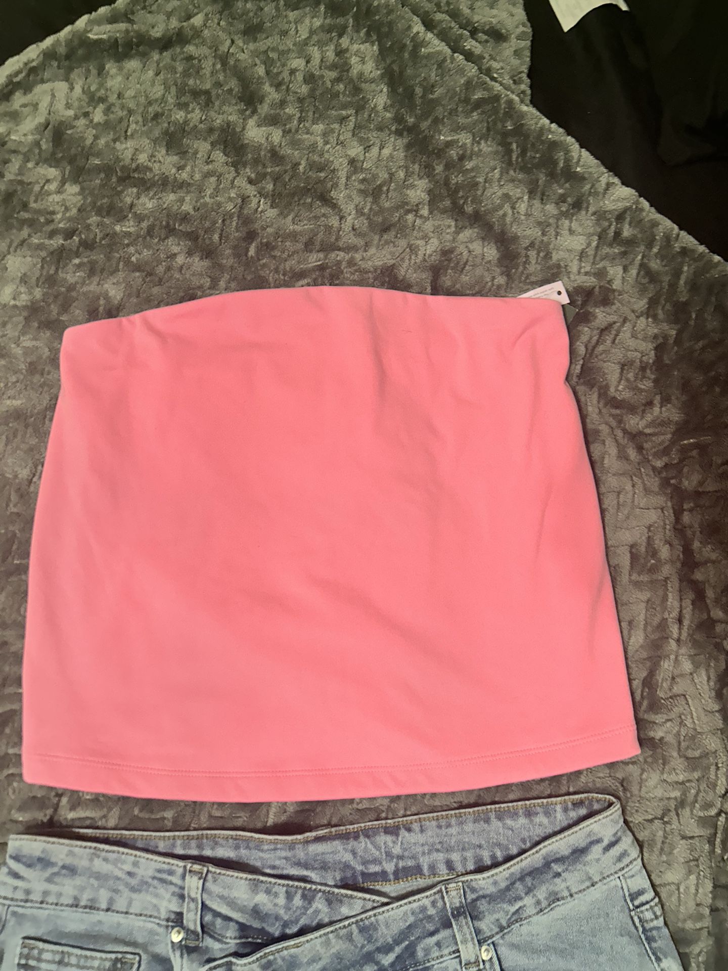 Pink Cropped Tube Top – Size Large