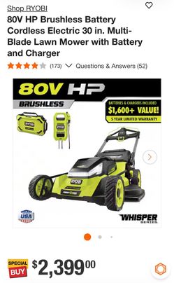 Ryobi 80V HP 30" Self-Propelled Lawn Mower Kit