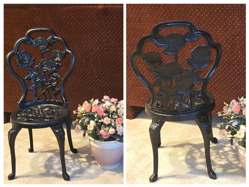 
🌹REFINISHED 22" high rose design small WROUGHT IRON mini CHAIR (1 chair $35.  HOLMDELnj
