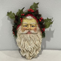 Vintage Silvestri Paper Maché Santa Claus Face Ornament or Wall Hanging