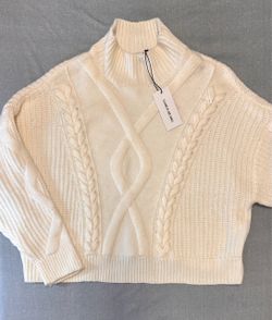 Elizabeth and James Cable Knit Turtleneck Sweater