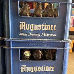 German beer crates with empty bottles Augustiner