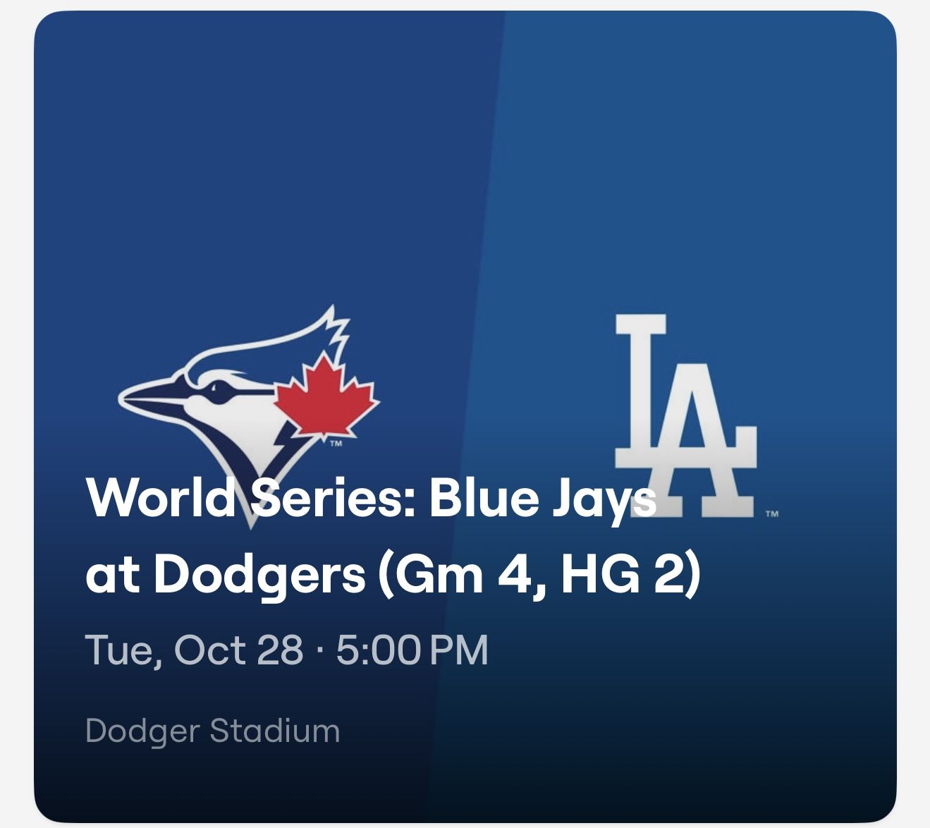 Blue Jays Vs Dodgers Tues 10-28