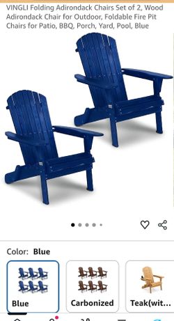 New Folding Adirondack Chairs Set of 2, Wood Adirondack Chair for Outdoor, Foldable Fire Pit Chairs