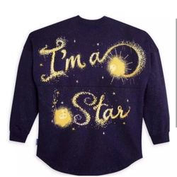 NWT Disney WISH I’m A Star -  Spirit Jersey Sweatshirt Navy Blue Glitter Fabric