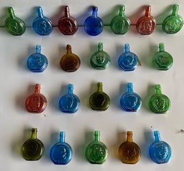 22 Rare Vintage Presidential Mini Wheaton Glass Bottles, some Carnival Glass
