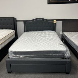 Dark Gray Full Bed Frame 