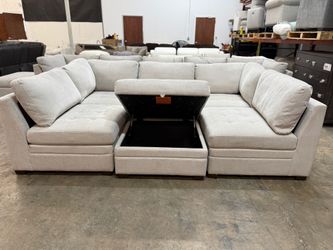 Modular Sectional 6-piece Boucle with Storage Ottoman