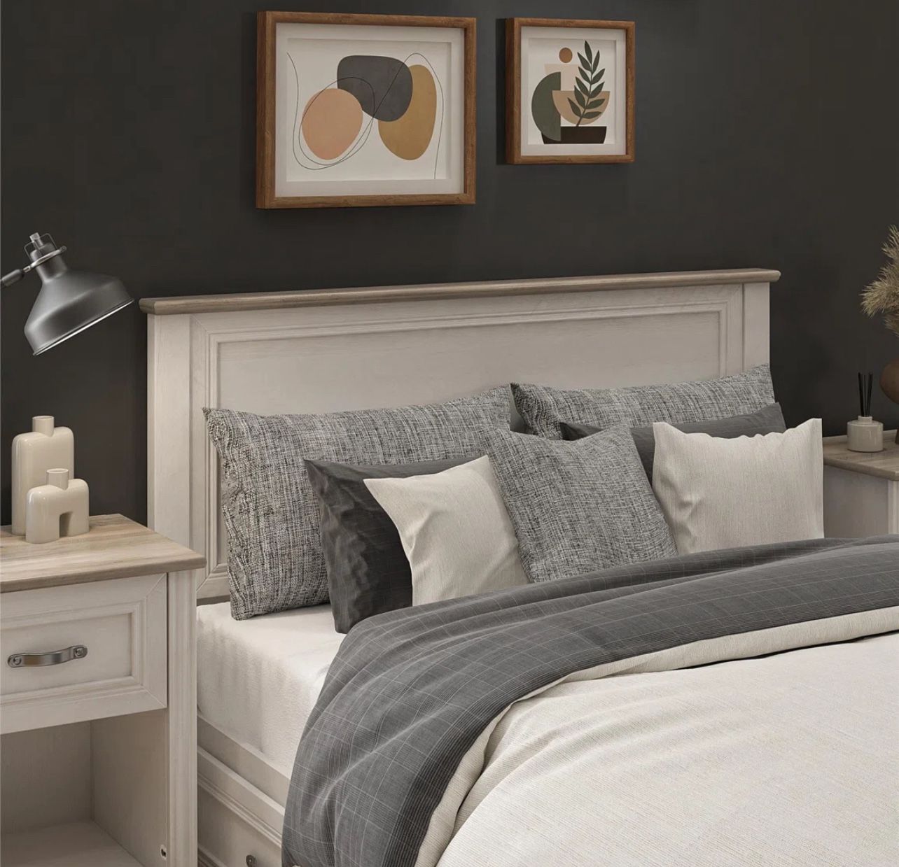 Hillview Headboard Magnolia Oak and Ironwood Full/ Double