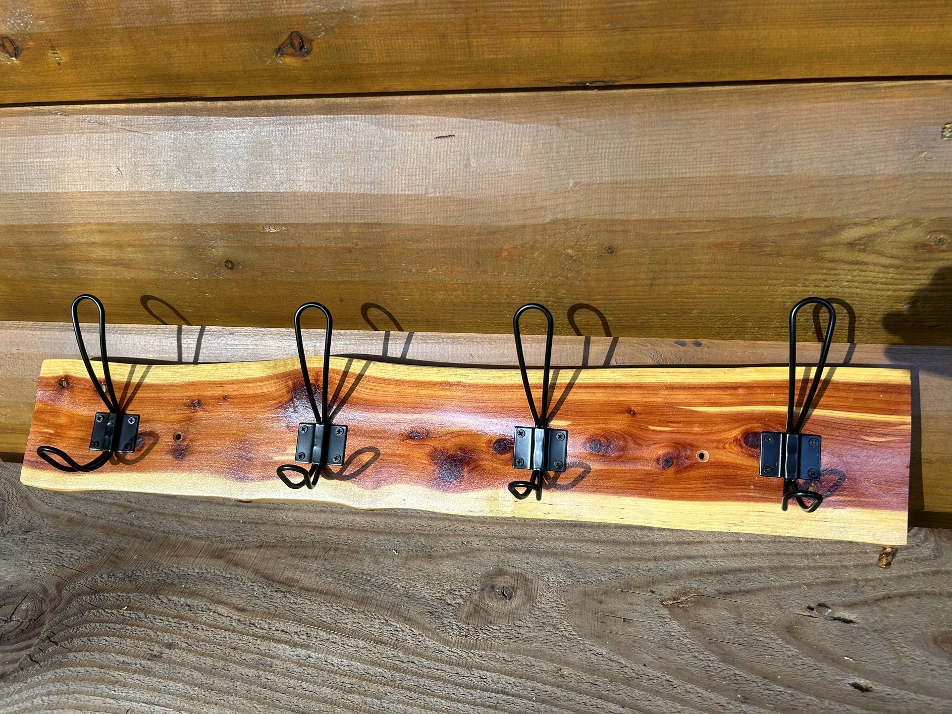 Cedar Coat Rack With Four Hooks