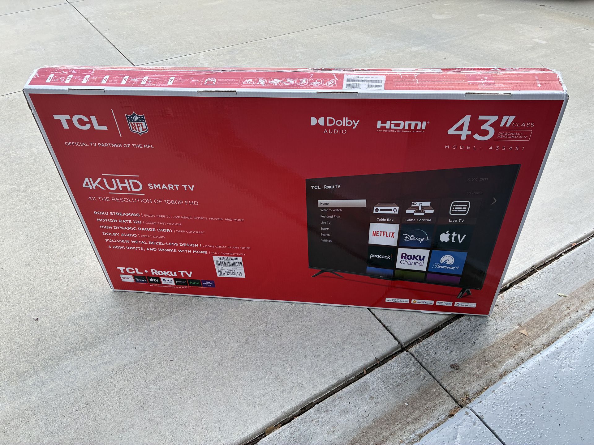 43” TV box with packaging material