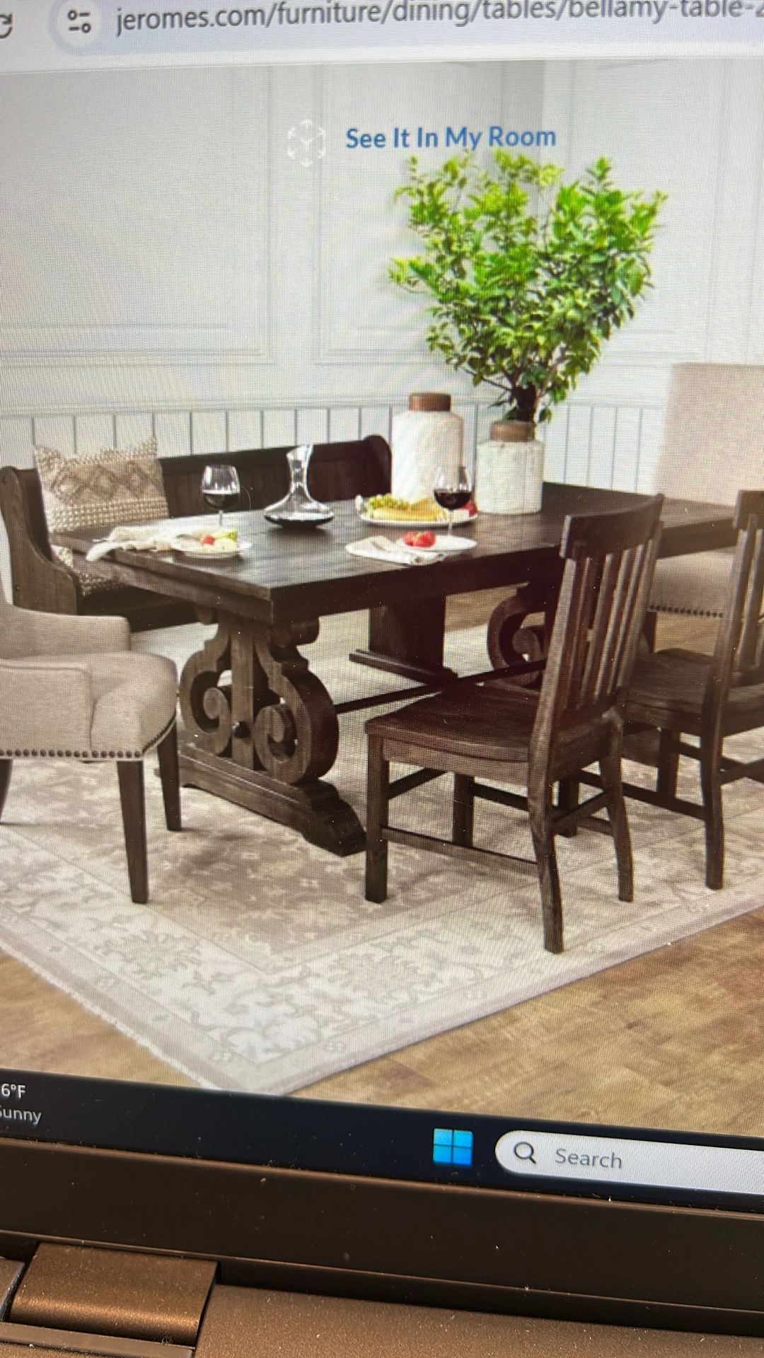 Dining table, Bench and Wood chairs