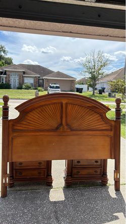 Wood Headboard with Sunburst Detail