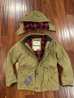 Men abercrombie and fitch AF authentic jacket hoodie removable warm soft suéter chaqueta Large L brand new plaid