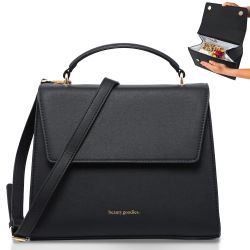 BeautyGoodies Large Lunch Bag for Women Insulated, Black Large Lunch Box for Women, Cute Lunch Bags Women Large Lunchbox, Designer Lunch Bags for Wome