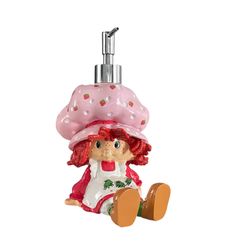 Strawberry Shortcake Doll  3D Resin Glossy Soap Dispenser 8.5” Pink Red