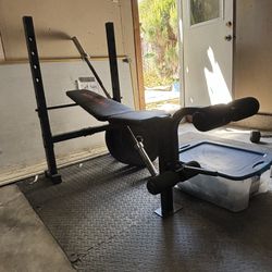 weider bench press set with weights barbell 