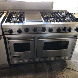 Viking 48” Inch Wide Gas Range Stove In Stainless Steel With Sealed Burners 