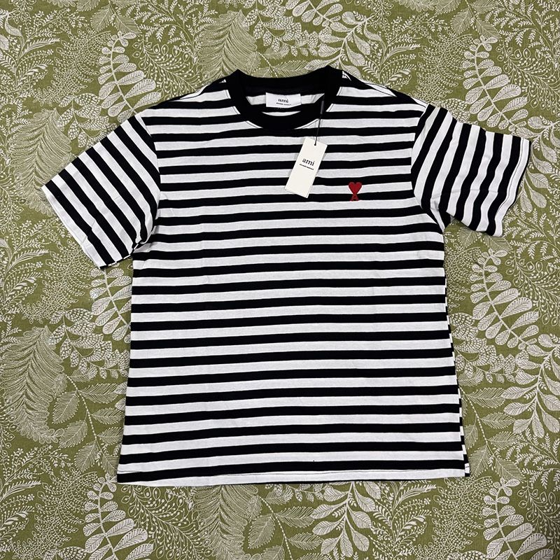 Ami Paris Black & White Ami De Cœur T Shirt