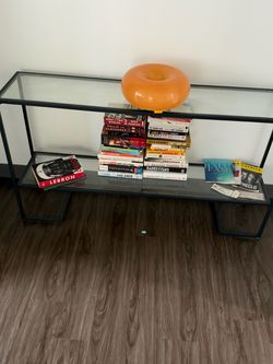 52" Glass & Black Metal Console / Entryway Table - 2 Tier