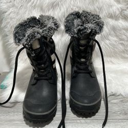 BOGS Arcata Stripe Wool Faux Fur Insulated Rubber Winter Snow Boots Black 8