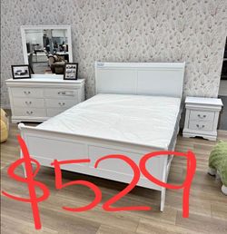 White queen sleigh bed set