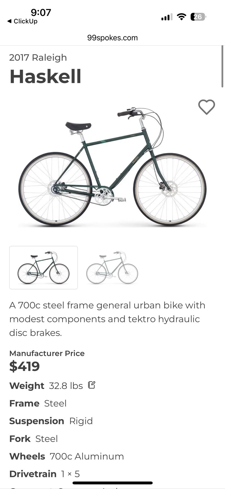 Used Raleigh Haskell - Great City Cruiser