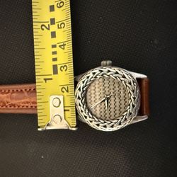 JOHN HARDY SMALL WOVEN SILVER WATCH CROCODILE STRAP