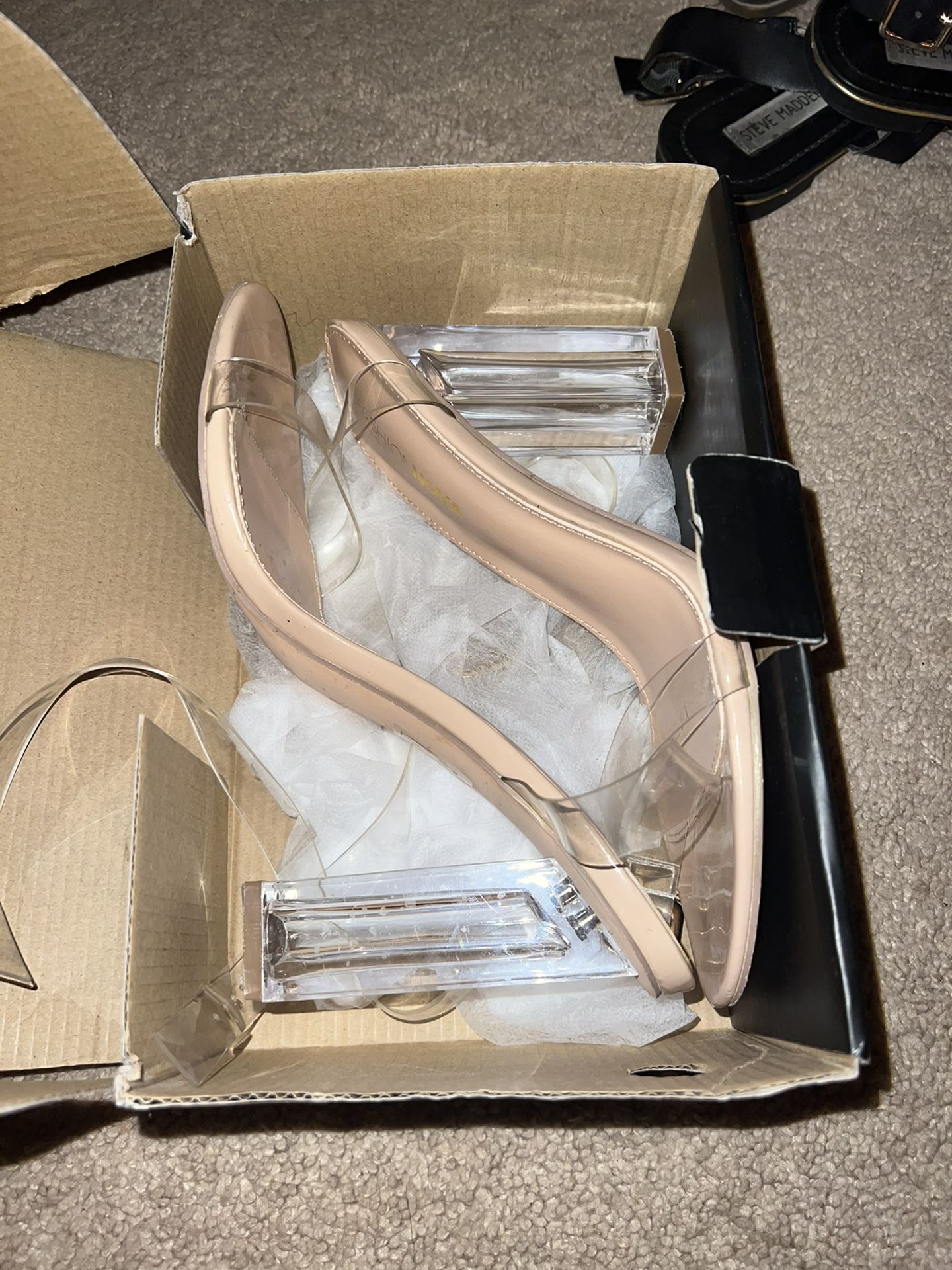 WOMENS Fashion Nova Clear Glass Slipper Heel (sz 8.5)