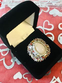 925 sterling silver moonstone ruby ring