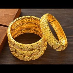 Gold Plated Bracelet Set Of 2