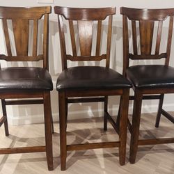 Set of 3 Wooden Bar Stools