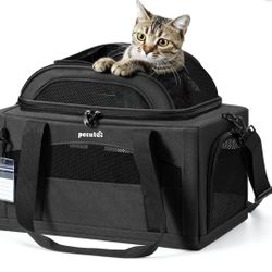 Expandable Pet Carrier Airline Approved Dog Cat Carrier, Breathable Soft-Sided with Locking Zippers, Pet Travel Bag for Small Dog Cat Anti-Scratch Mes