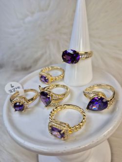 Beautiful purple rings 14k Gold Laminated Hypoallergenic Waterproof Non Tarnish Excellent Quality Jewelry
