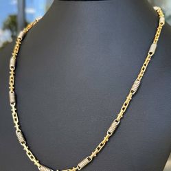 Jewelry 14k yellow gold belcher link  necklace chain 21.50" 5.00mm width