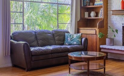 Leather Couch and Ottoman