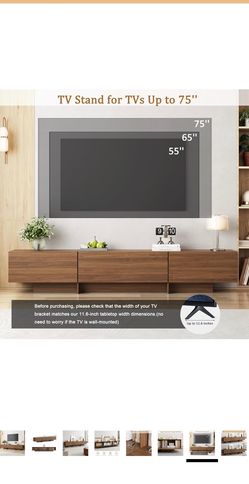 76.4'' TV Stand for Living Room, Walnut TV Console with 3 Drawers