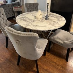 Dining Table + 4 Modern Gray Chairs 