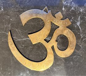 Om Symbol Wall Hanging - Hand Engraved Solid Brass - 10"x10.5"