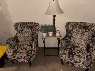 Pair of Floral Upholstered Accent Chairs