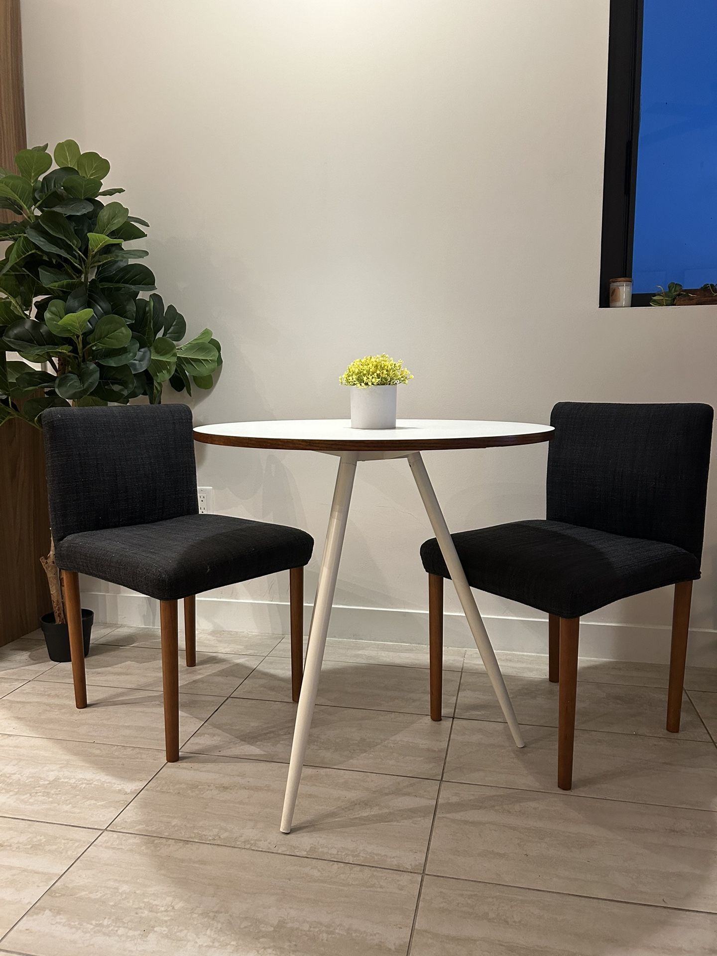 West Elm Small Dining Table And 2 Chairs Set