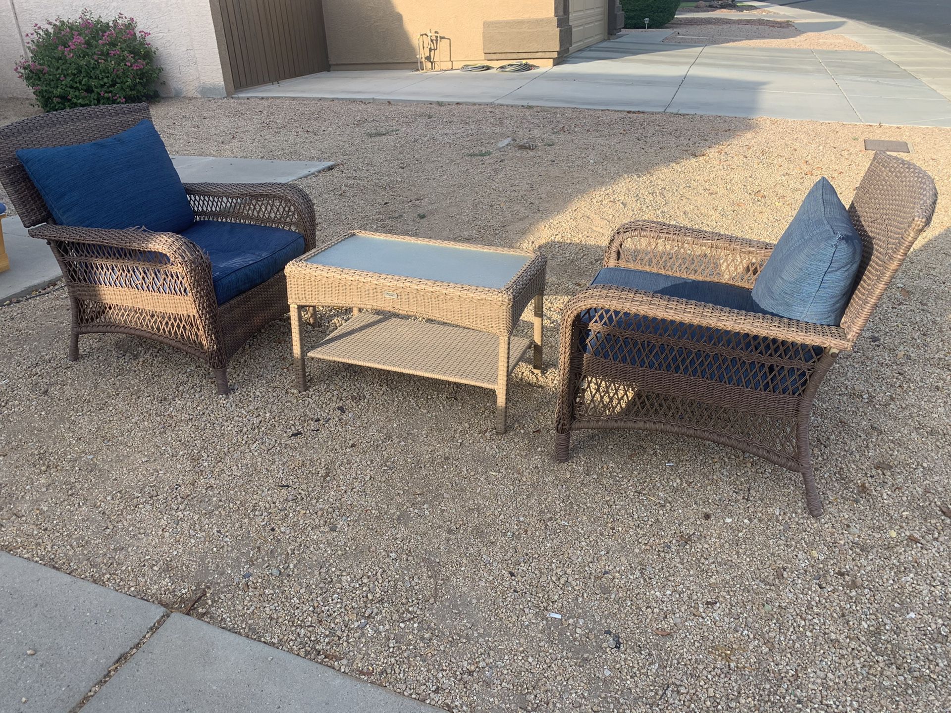Martha Stewart 3 Piece Outdoor Patio Wicker Furniture Set